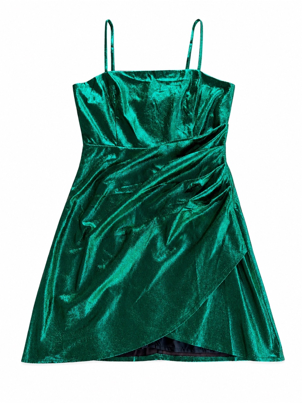 Lulus Always Envied Green Metallic Gathered Mini Dress NWT Size S